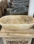 Oval Polished Onyx Stone Basin 16 - 64 x 32cm