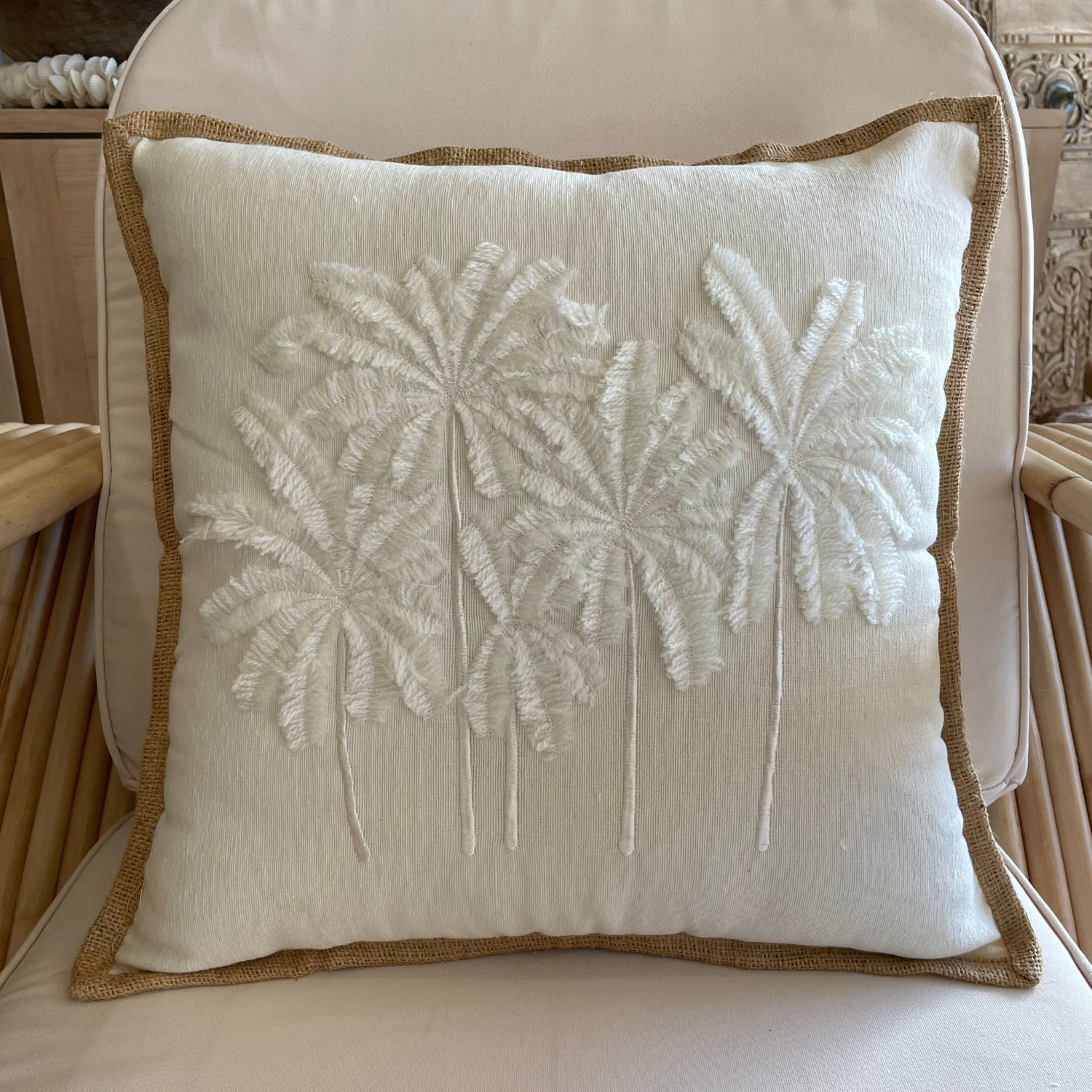 White Palm Island Cushion 50x50cm
