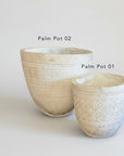 White Tribal Carved Palm Pots 02