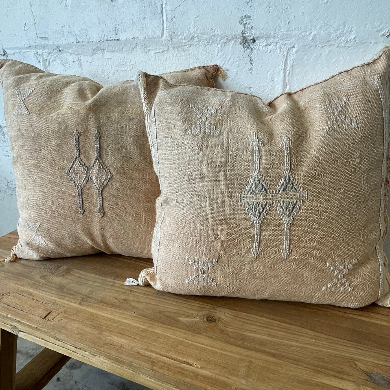 Moroccan Cactus Silk Square Cushion Cover - Peach