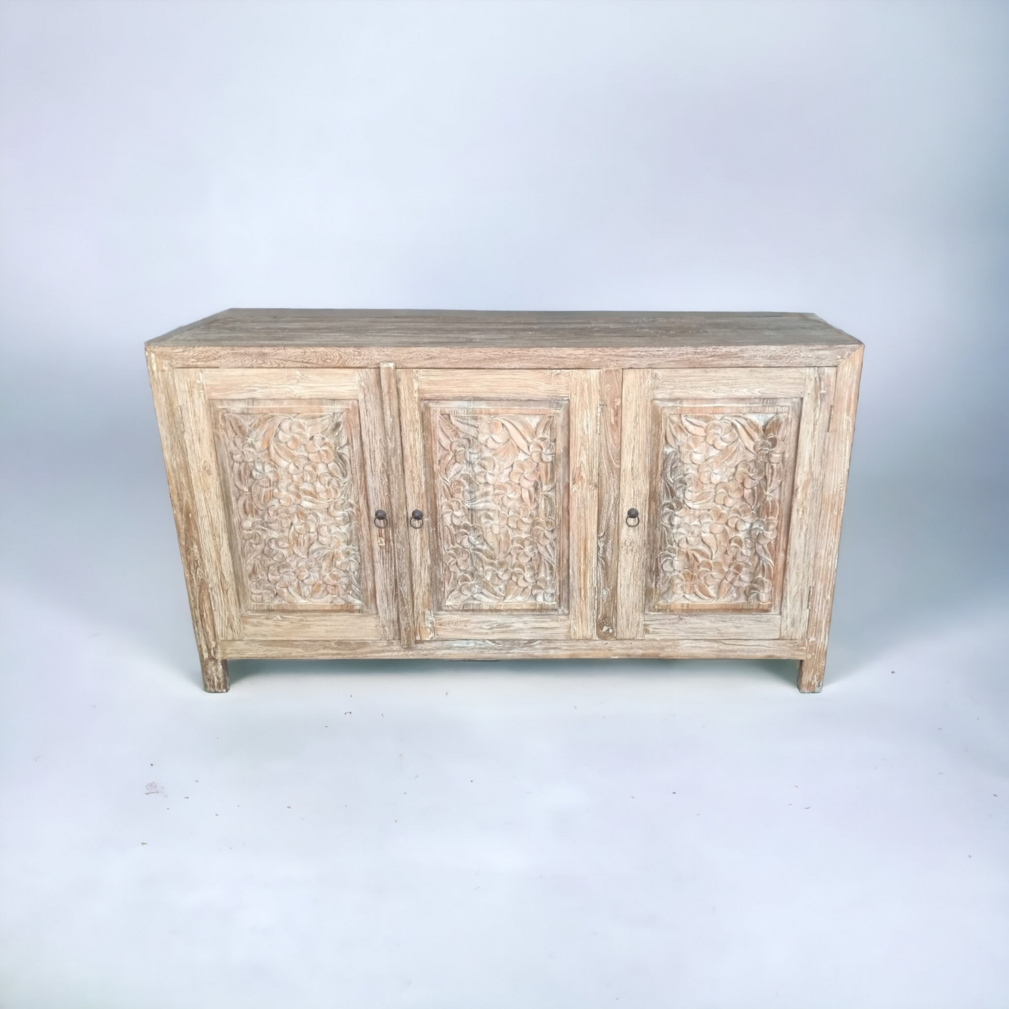Jepun White Wash Carved Teak Sideboard 160cm