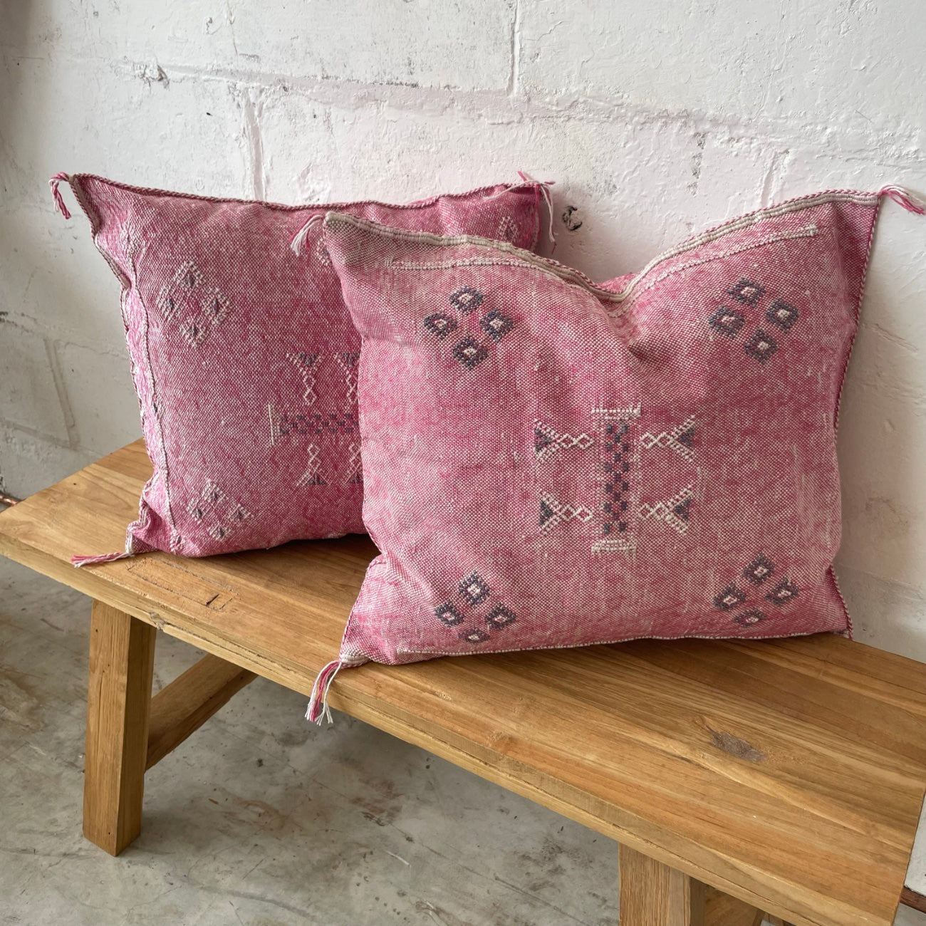 Moroccan Cactus Silk Square Cushion Cover - Flamingo