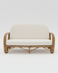 Caramel Pretzel Rattan 2 Seater Lounge - Cream Cushion