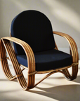 Caramel Pretzel Rattan Arm Chair - Black Cushion | Made To Order