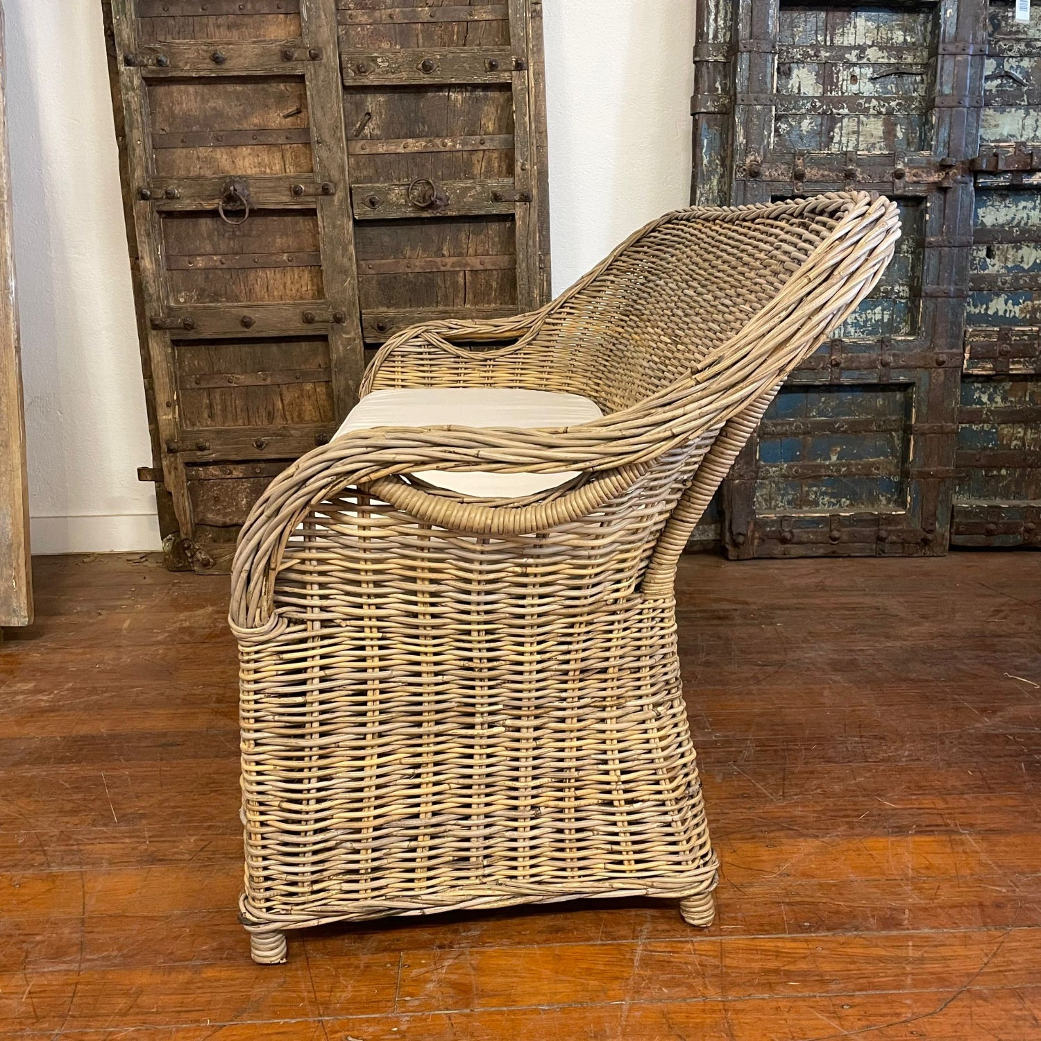 Rattan Curved Grey 2 Seater Chair | Made To Order