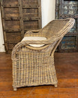 Rattan Curved Grey 2 Seater Chair | Made To Order
