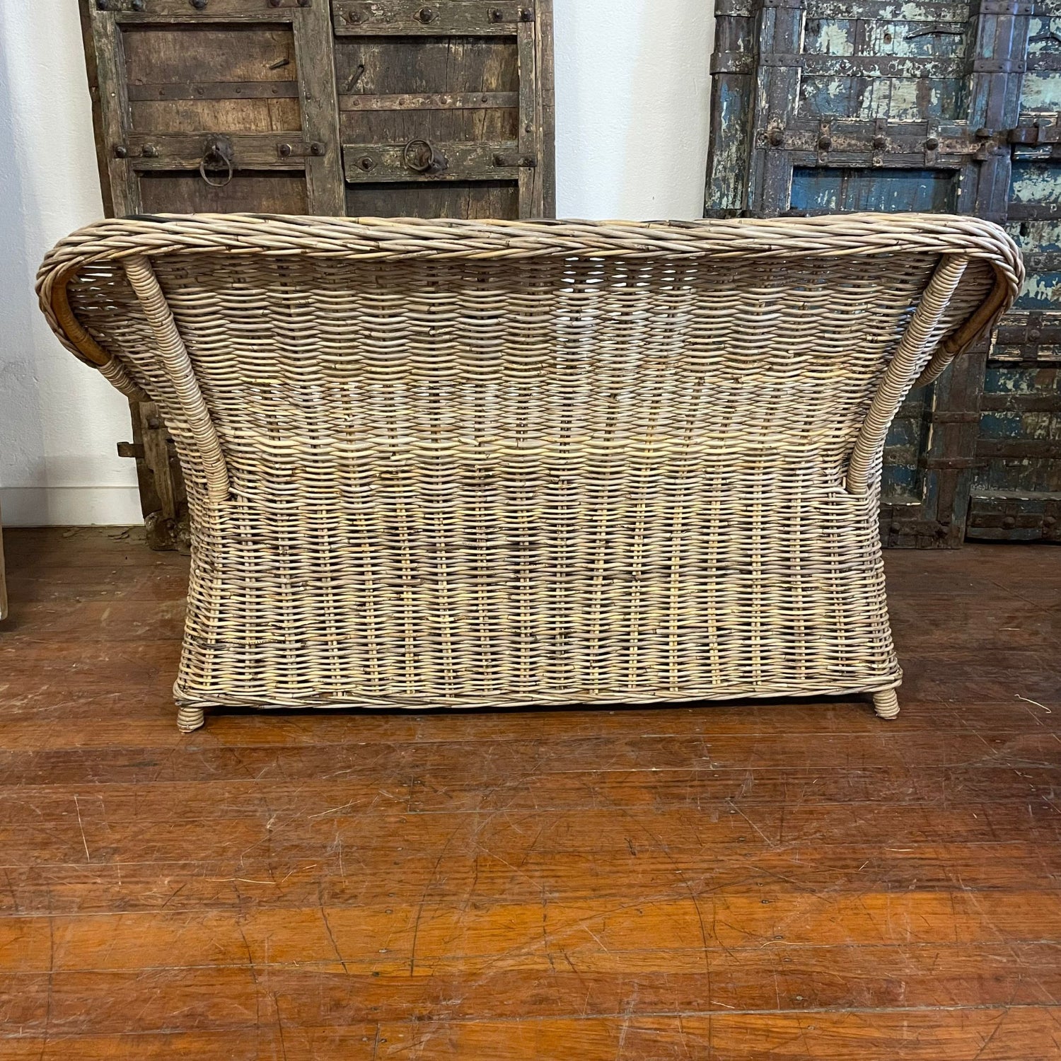 Rattan Curved Grey 2 Seater Chair | Made To Order