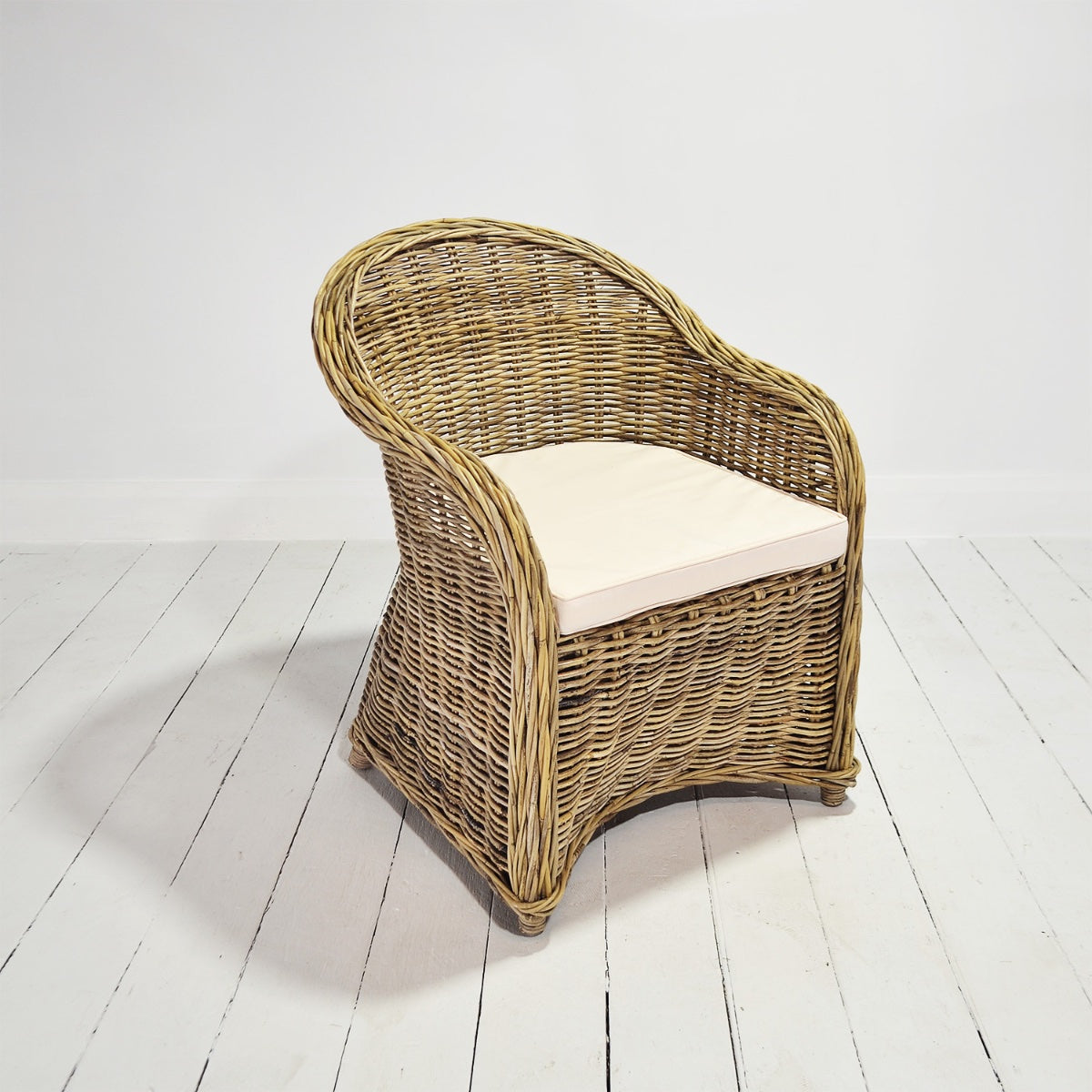 Rattan Curved Grey Arm Chair - Set of 8