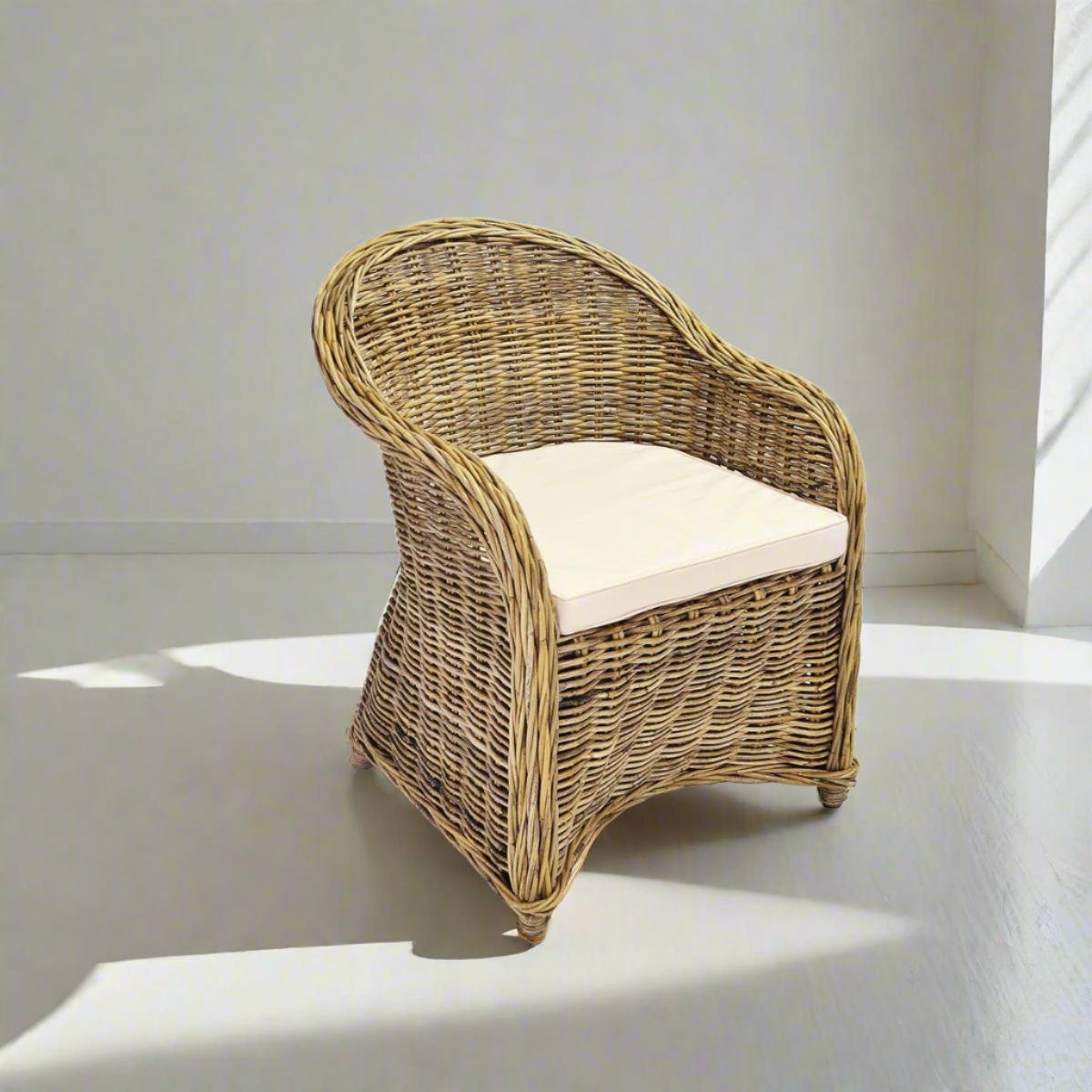 Rattan Curved Grey Arm Chair - Set of 8