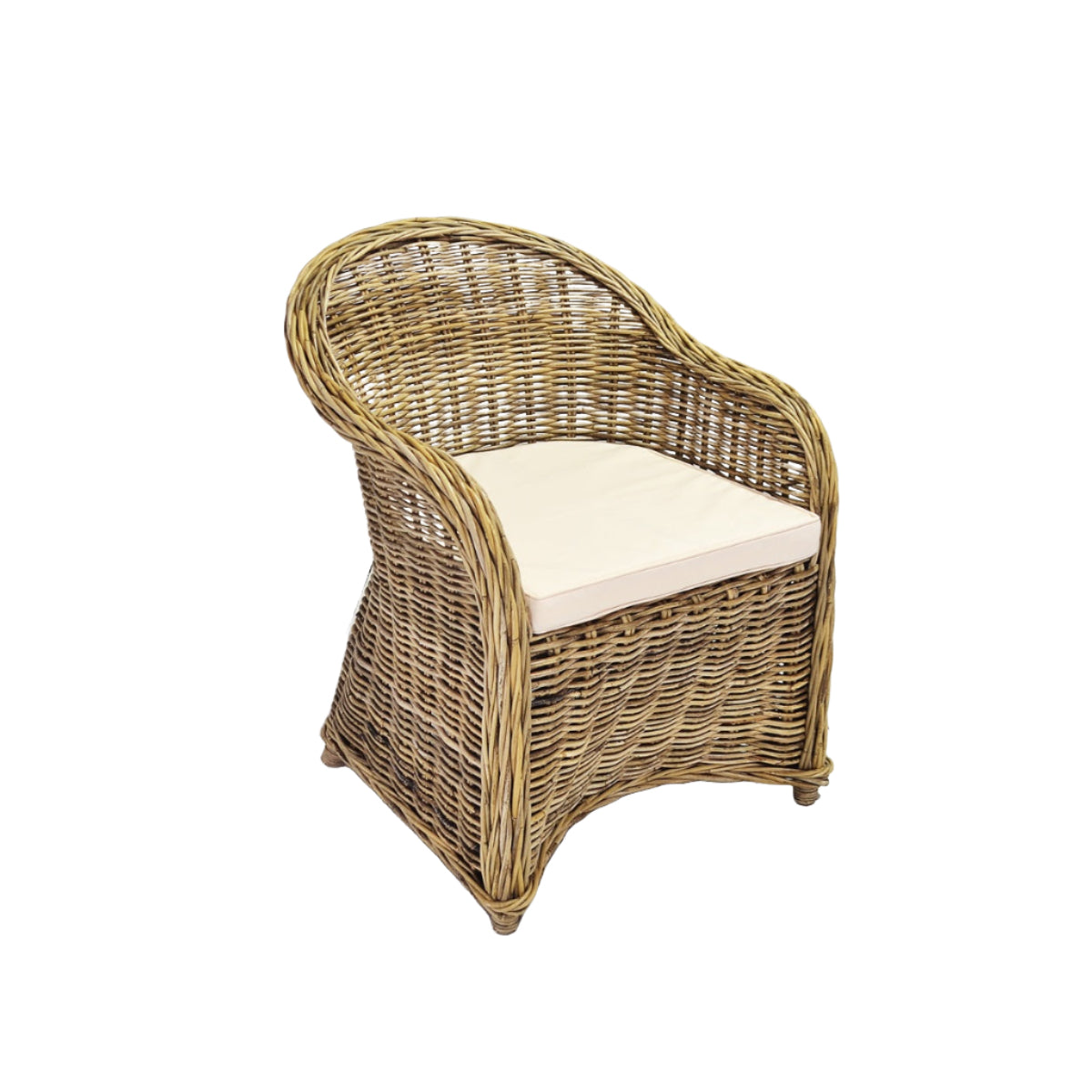 Rattan Curved Grey Arm Chair - Set of 8