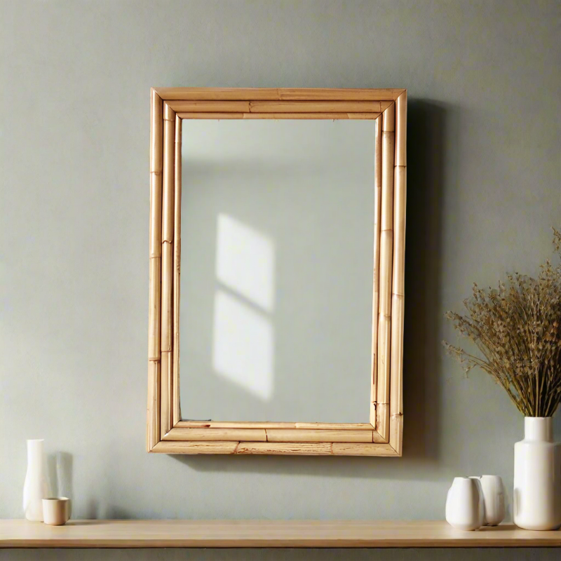 Rectangular Rattan Mirror 70x100cm