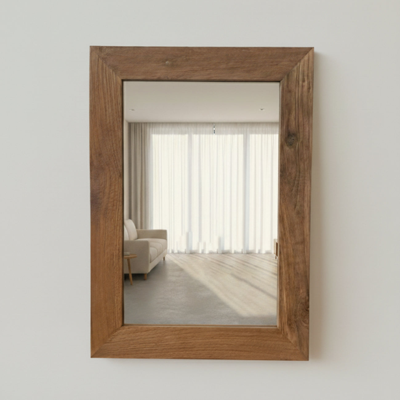 Rectangular Teak Mirror 75x90cm