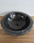Round Andesite Chisel Stone Basin 03