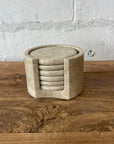 Round Beige Marble Coaster - Set of 6