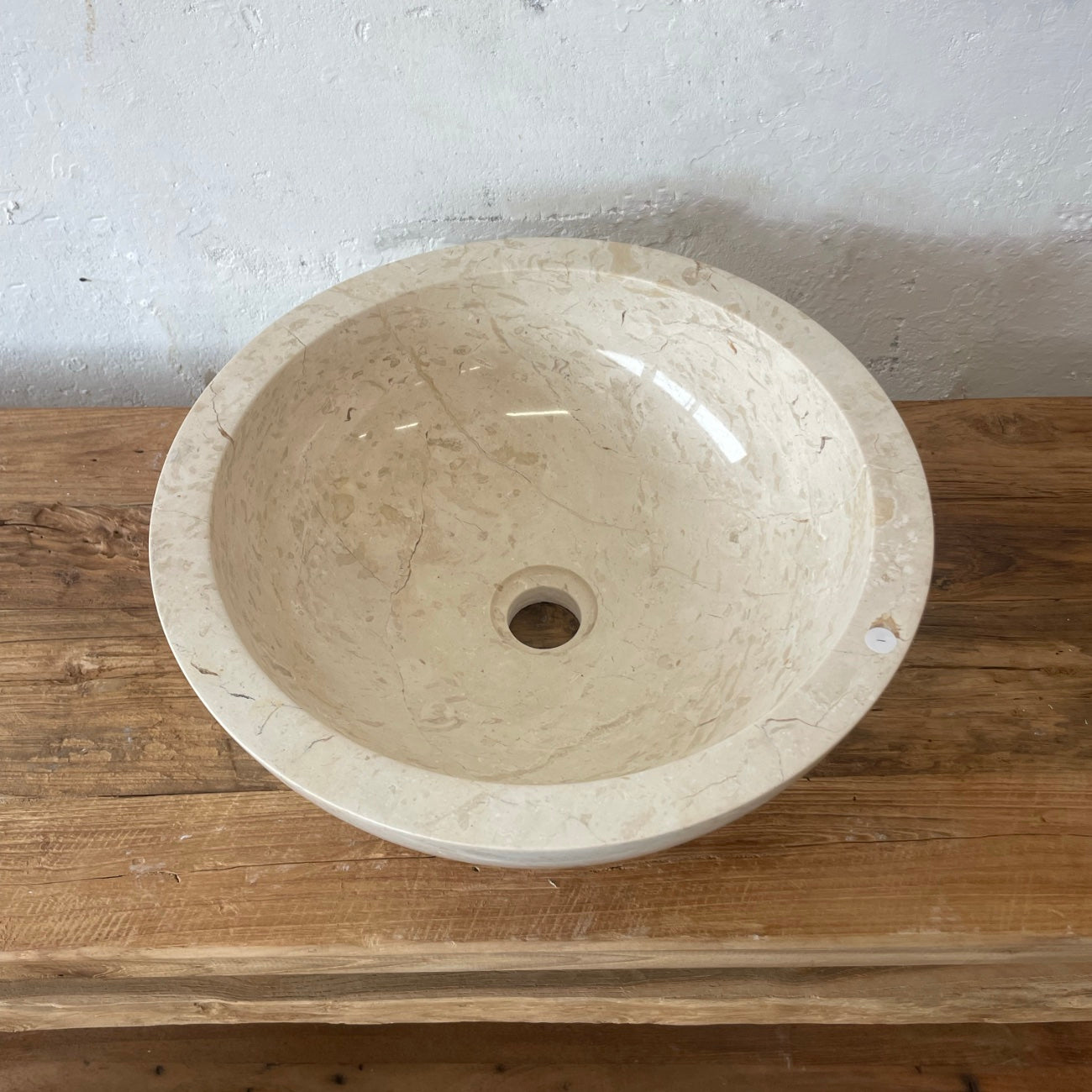 Round Beige Marble Stone Basin 01