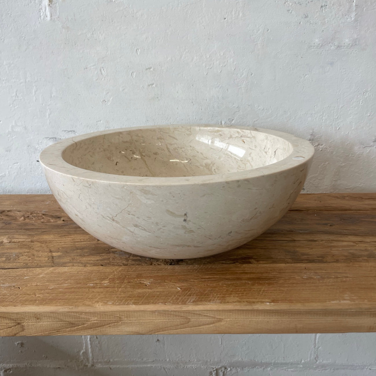 Round Beige Marble Stone Basin 01