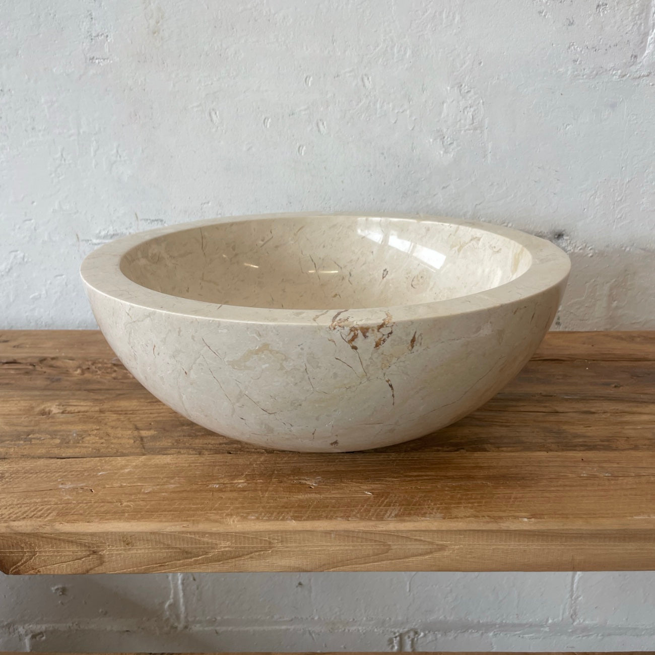 Round Beige Marble Stone Basin 02