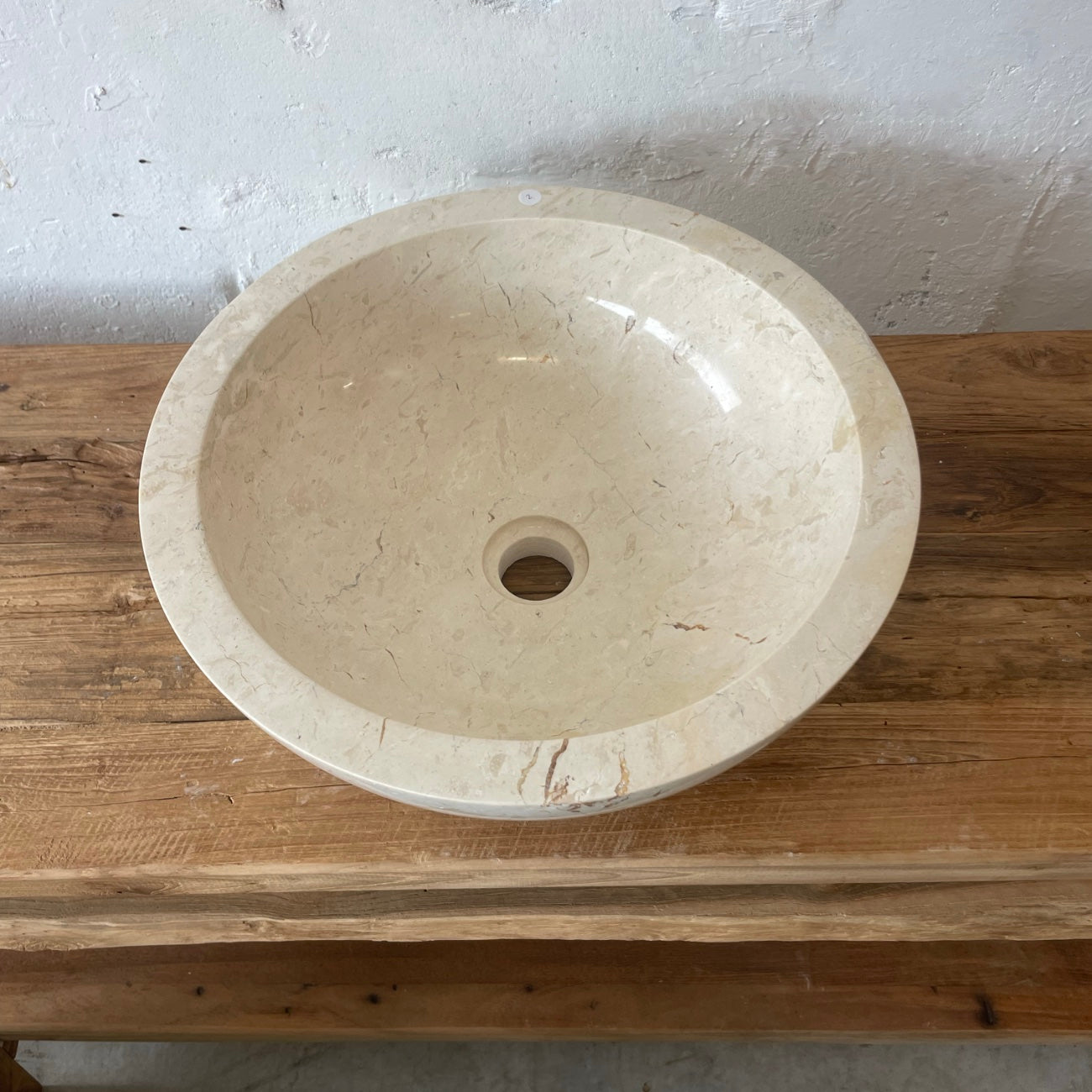 Round Beige Marble Stone Basin 02
