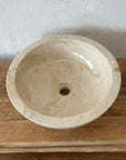 Round Beige Marble Stone Basin 03