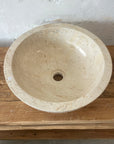Round Beige Marble Stone Basin 04