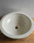 Round Beige Marble Stone Basin 04