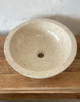 Round Beige Marble Stone Basin 05