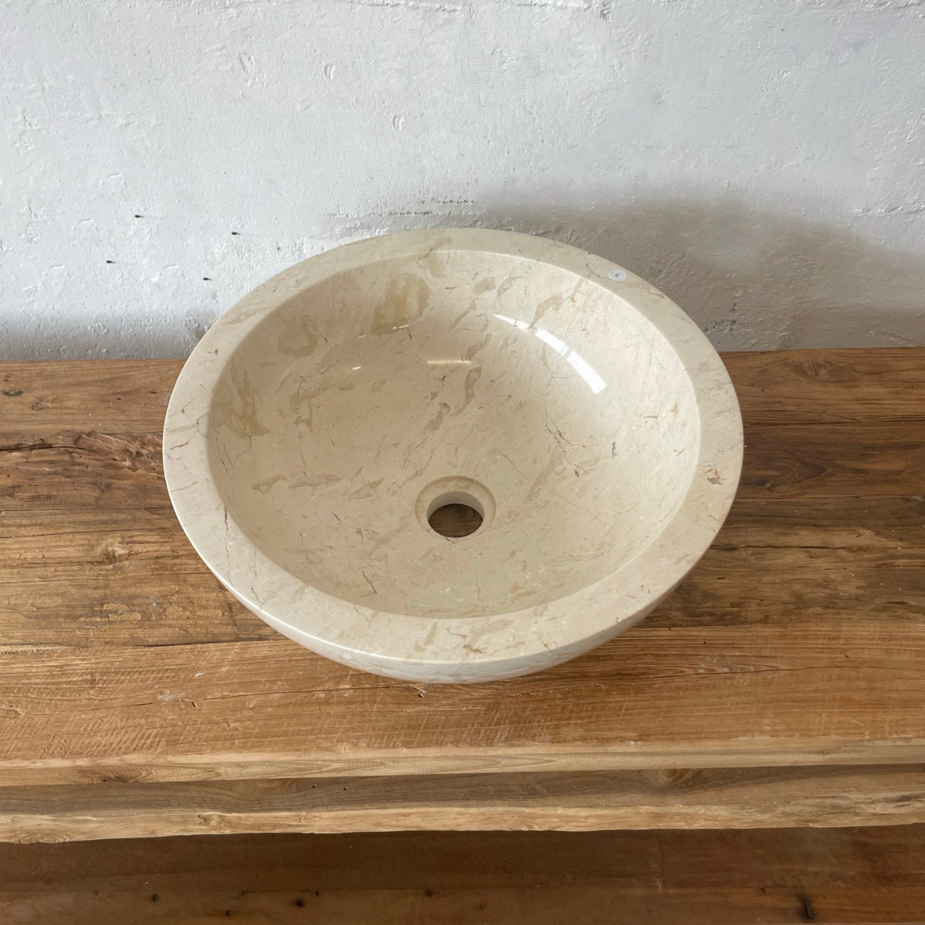 Round Beige Marble Stone Basin 06