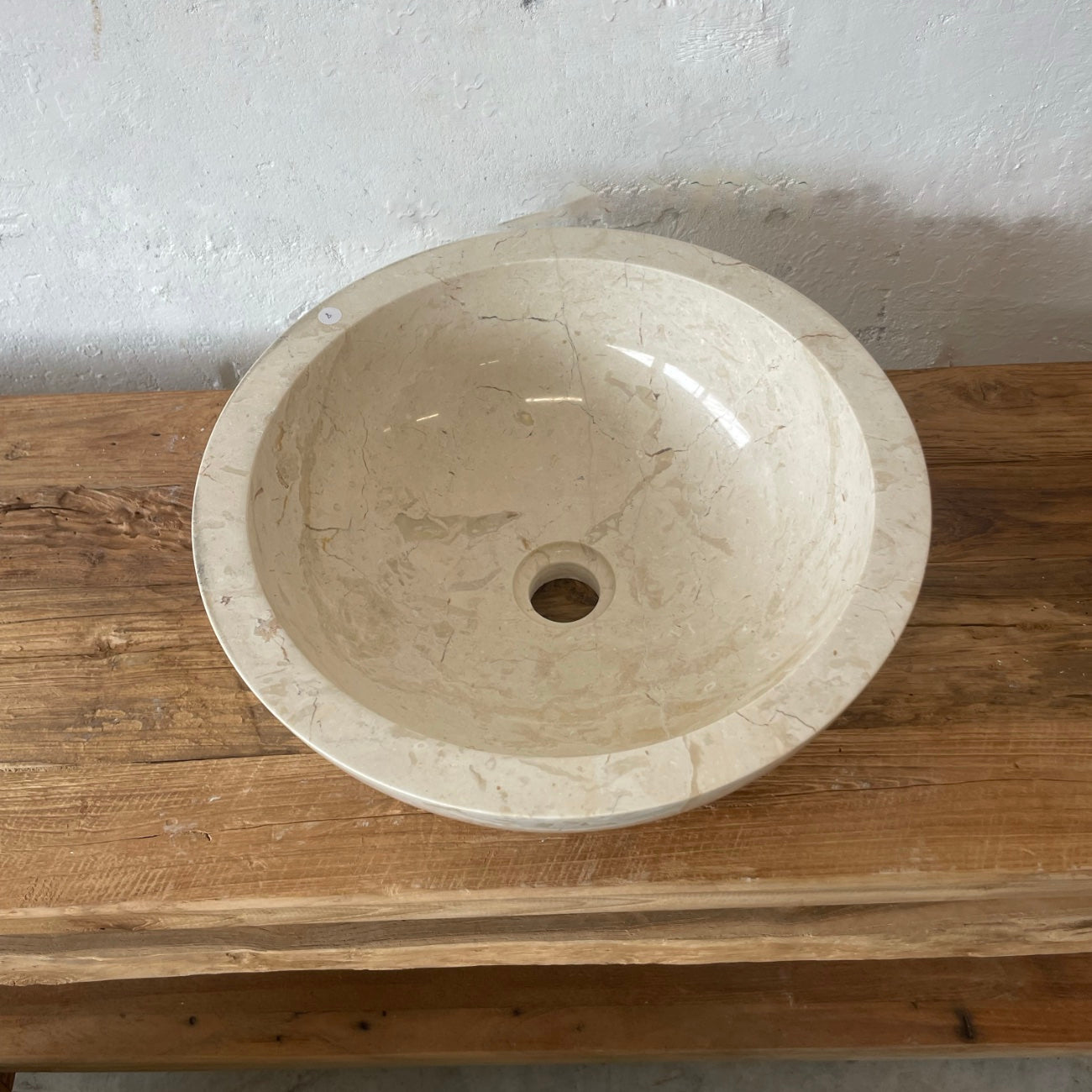 Round Beige Marble Stone Basin 08