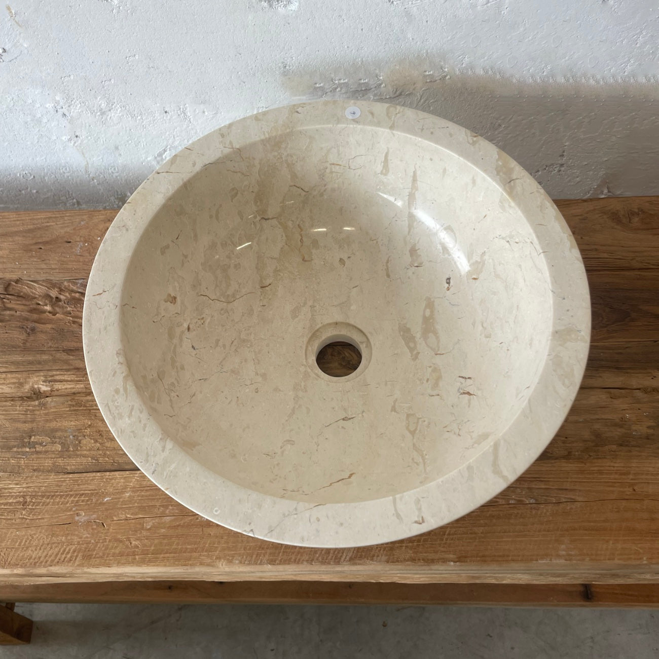 Round Beige Marble Stone Basin 09