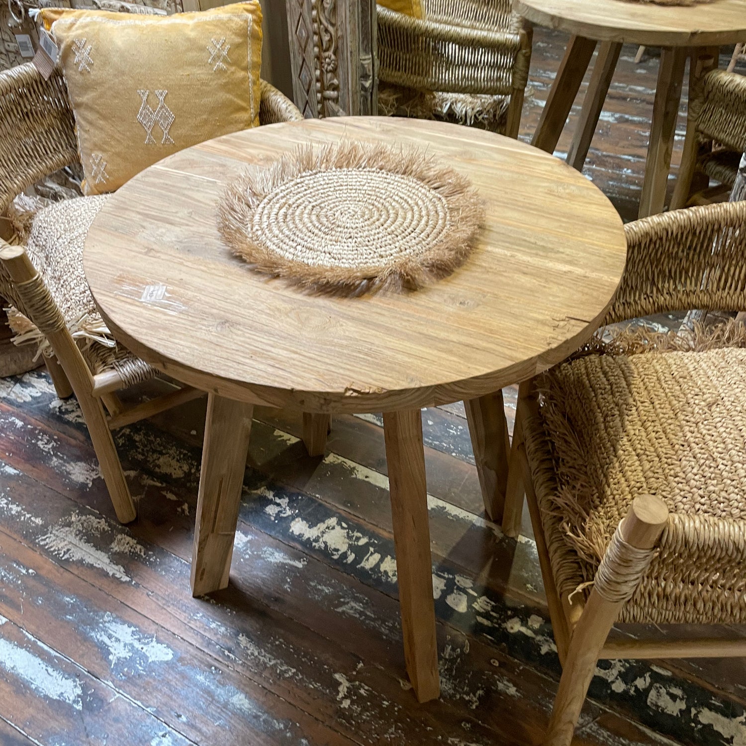 Round Cafe Teak Dining Table 80cm Dia