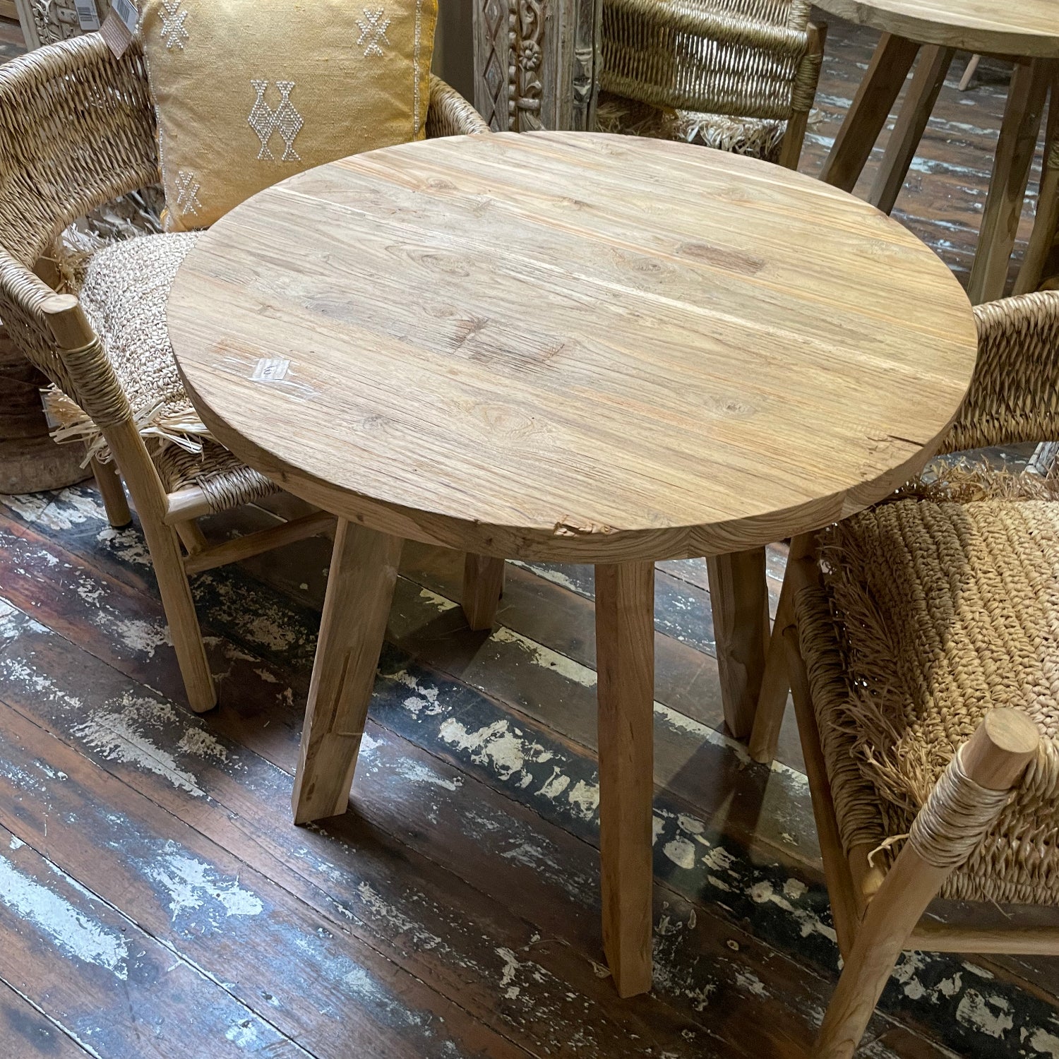 Round Cafe Teak Dining Table 80cm Dia