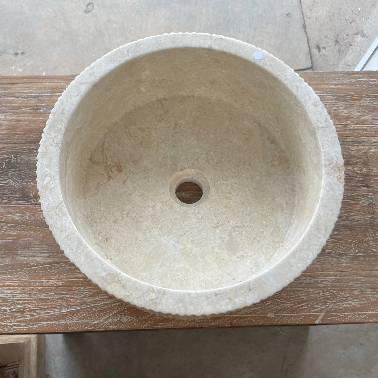 Round Ribbed Marble Stone Basin