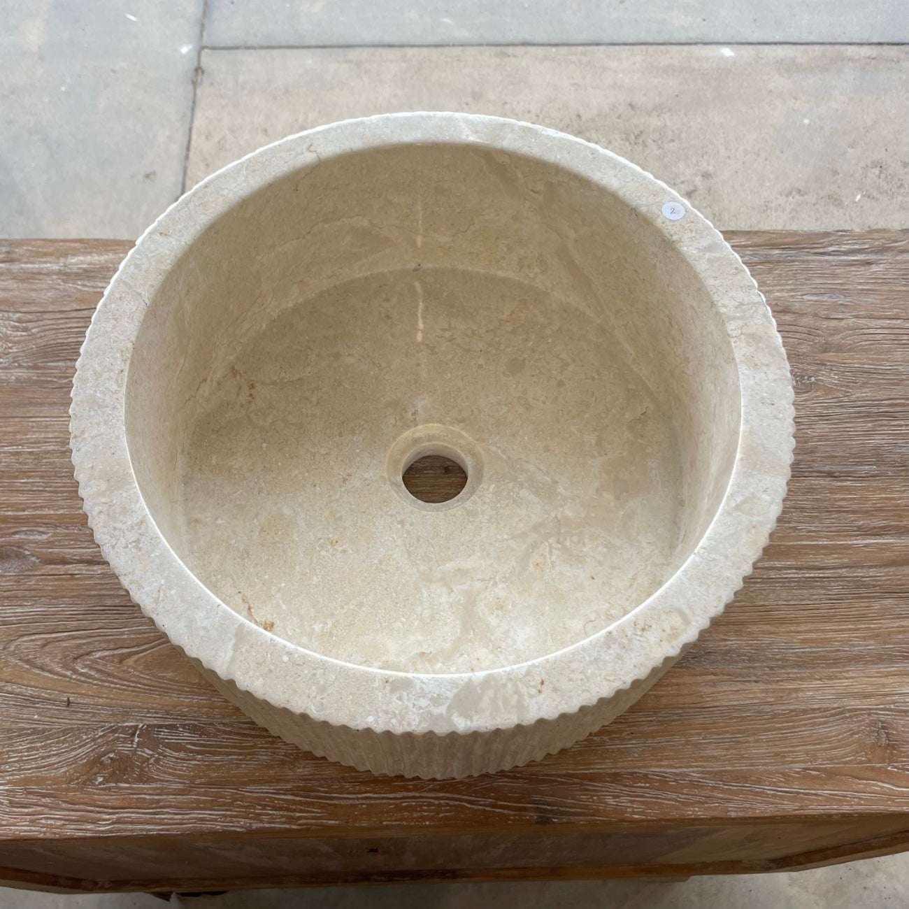 Round Ribbed Marble Stone Basin