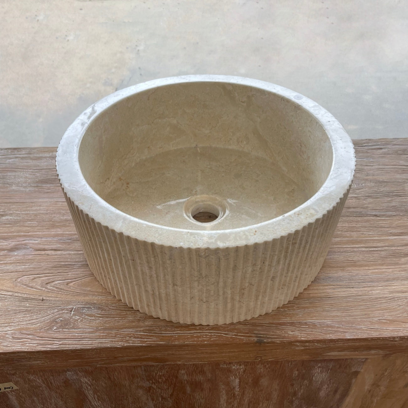 Round Ribbed Marble Stone Basin