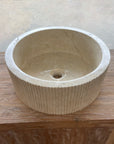 Round Ribbed Marble Stone Basin