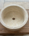 Round Ribbed Marble Stone Basin