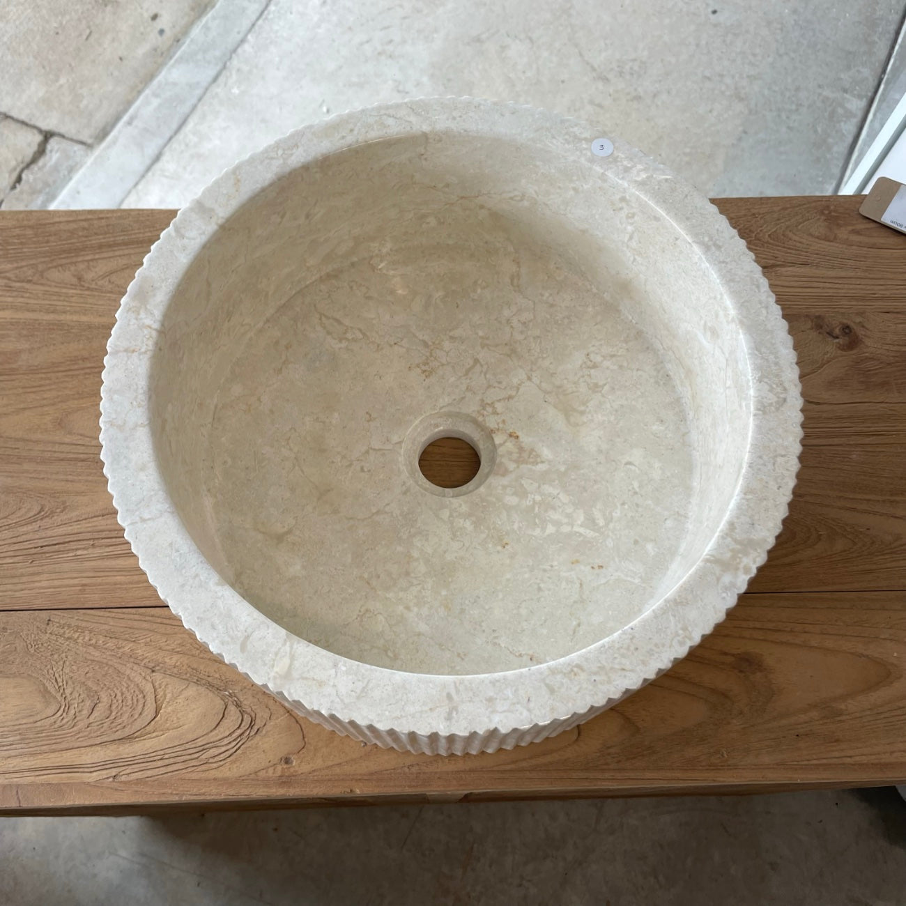 Round Ribbed Marble Stone Basin