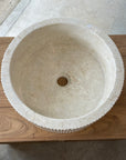 Round Ribbed Marble Stone Basin