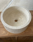 Round Ribbed Marble Stone Basin