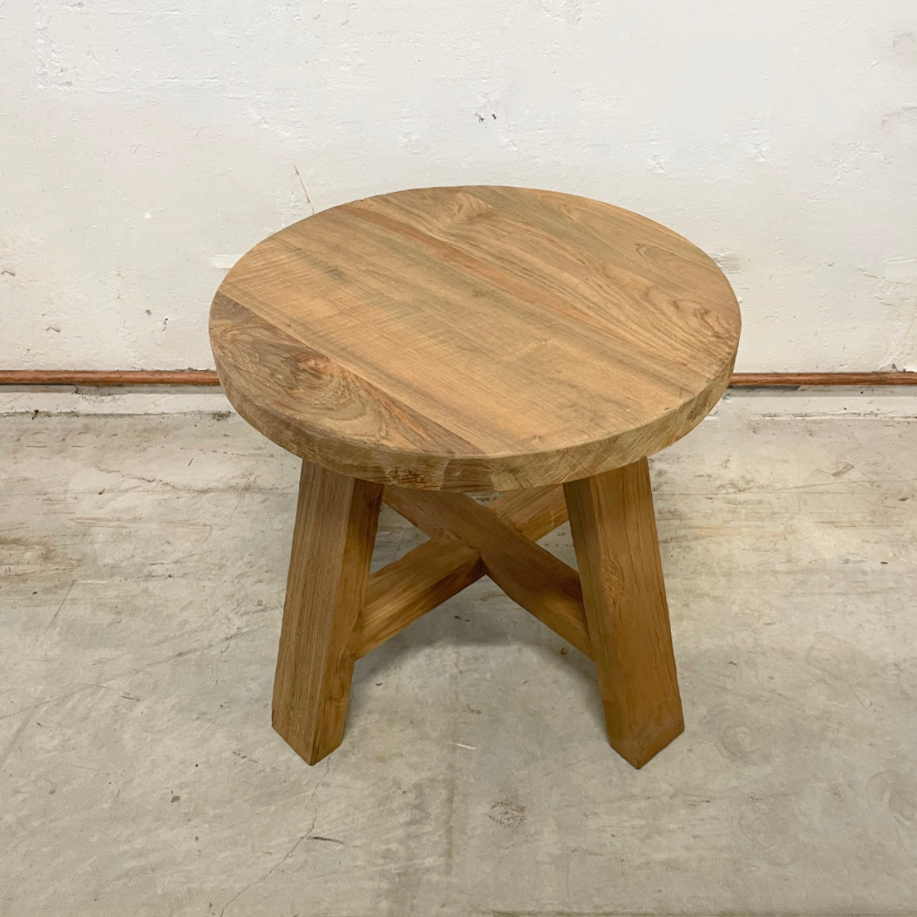 Round Rustic Teak Coffee Table 50cm