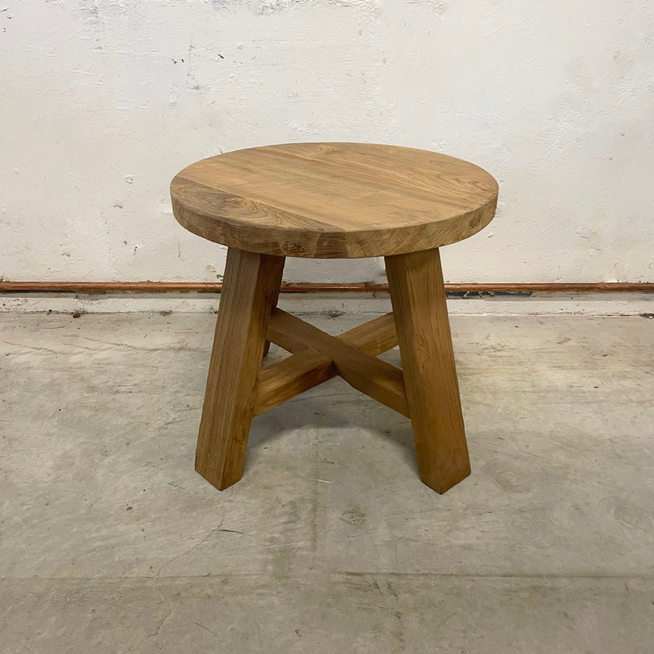 Round Rustic Teak Coffee Table 50cm