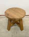 Round Rustic Teak Coffee Table 50cm