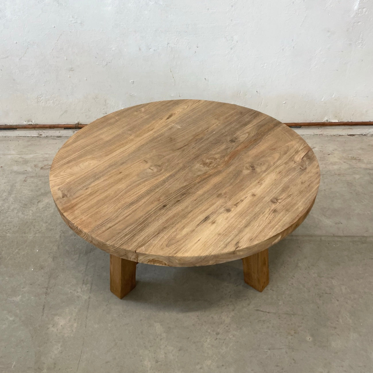 Round Rustic Teak Coffee Table 90cm