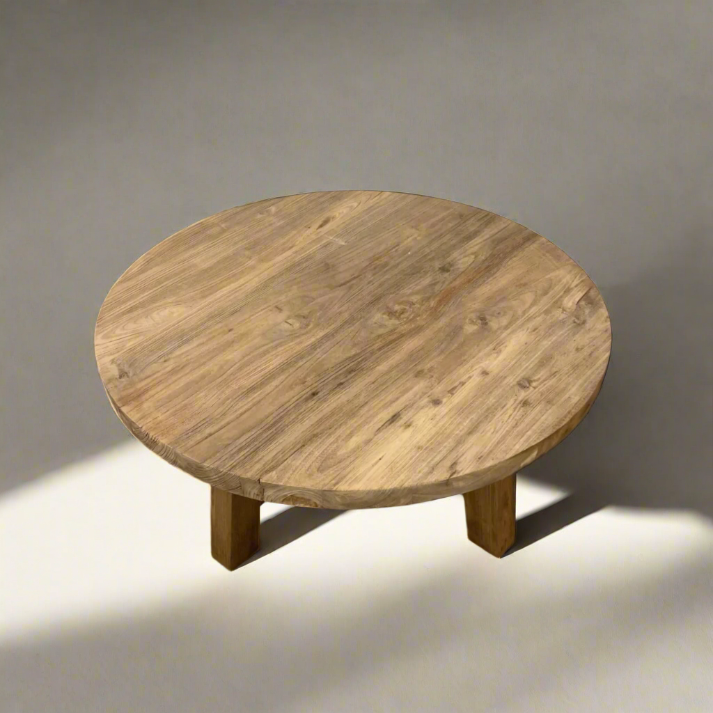 Round Rustic Teak Coffee Table 90cm