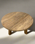Round Rustic Teak Coffee Table 90cm