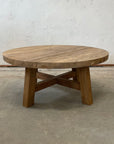 Round Rustic Teak Coffee Table 90cm