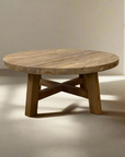 Round Rustic Teak Coffee Table 90cm