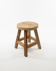 Round Rustic Workers Teak Stool