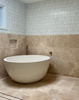 Round Concrete Terrazzo Stone Bath 1200mm - Sandy White