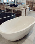 Oval Concrete Terrazzo Stone Bath 1750x900x550mm - Sandy White
